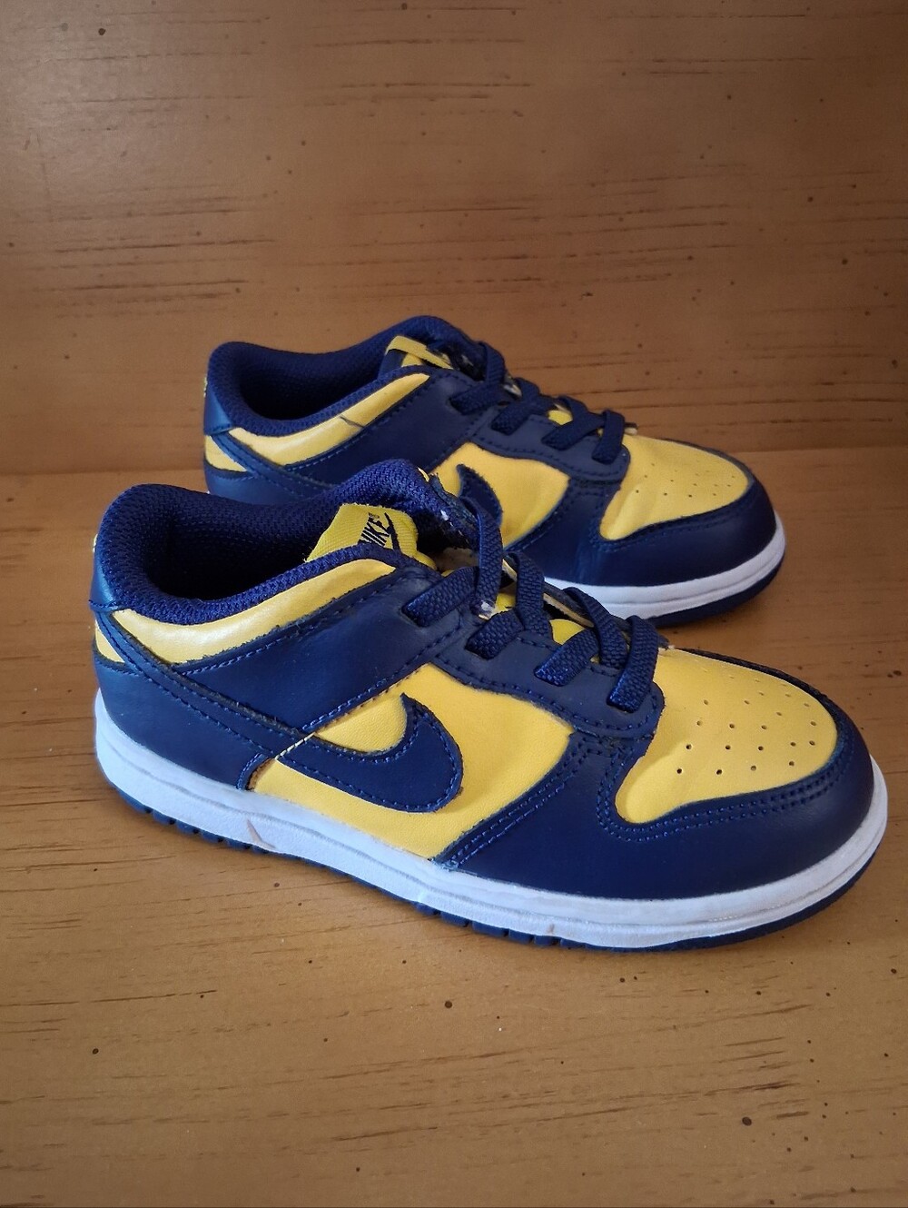Nike Low Dunks Kids Athletic Sneakers in Yellow and Navy - Classic Casual Shoe